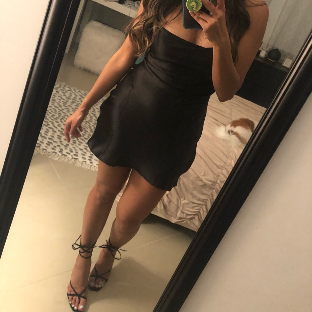 ASOS Black Satin Open Back Dress